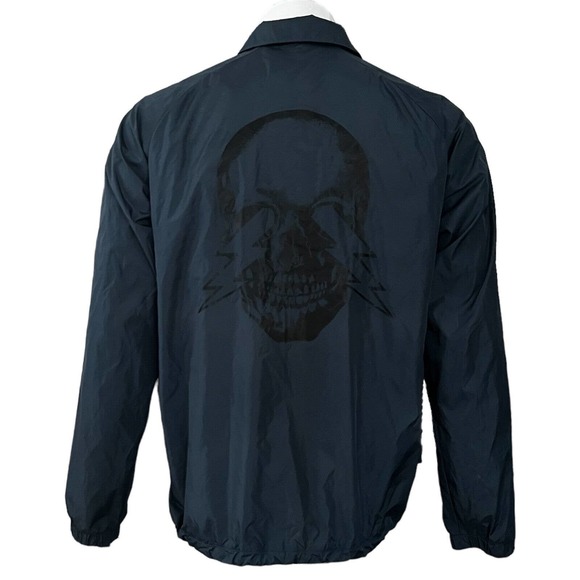 RVCA Windbreaker Jacket Mens Small Black Skull ANP Artist Network Program Lined - Picture 2 of 4